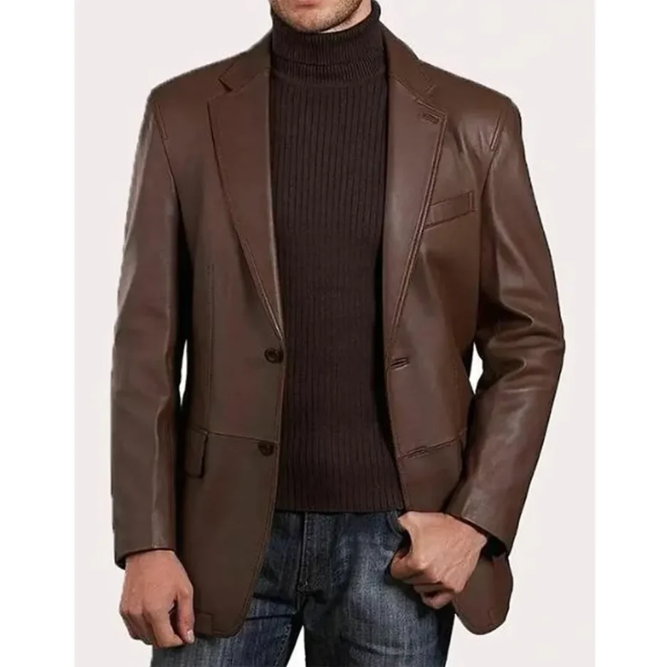 mens-classic-brown-two-button-leather-blazer