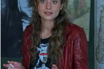 Sarah Red Leather Jacket Worn by Stella Baker