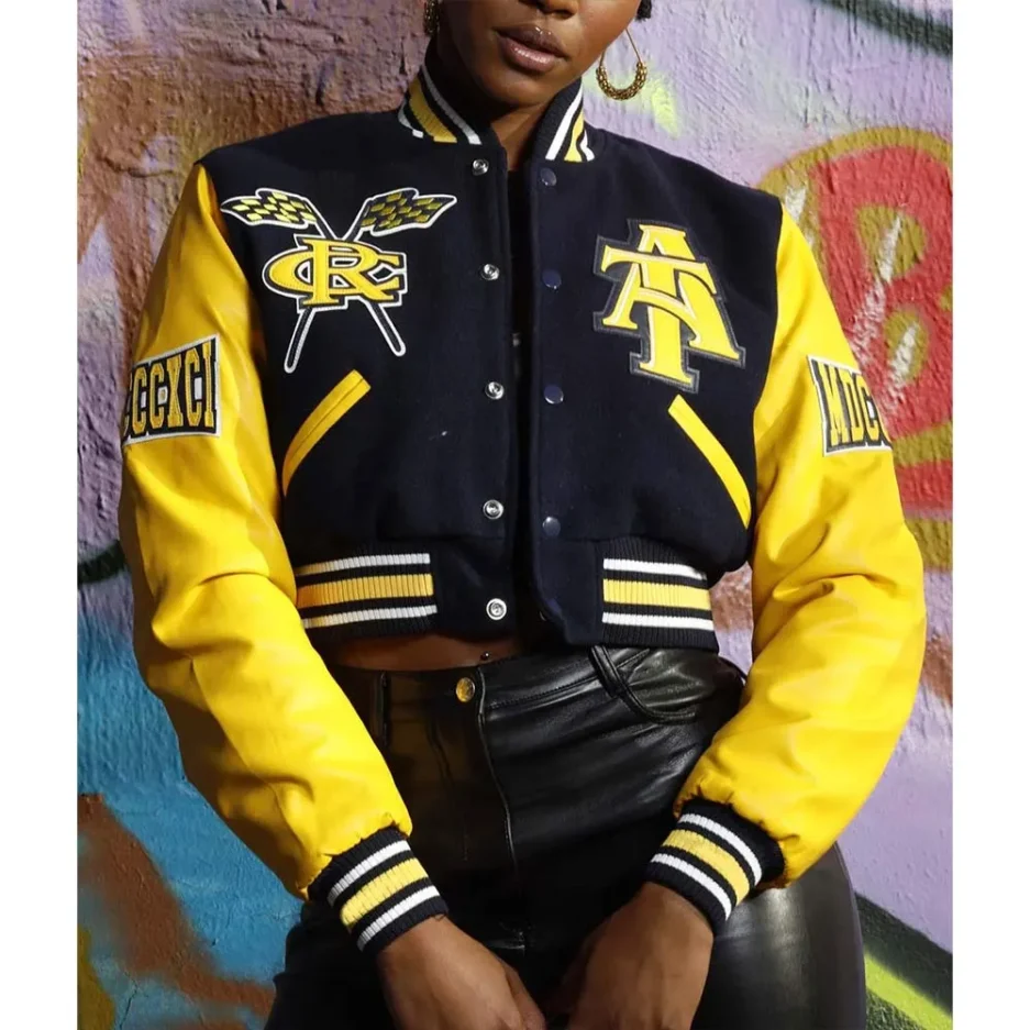 Women’s North Carolina A&T State University Cropped Varsity Jacket