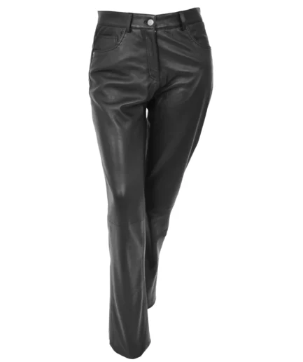 ladies-leather-slim-fit-trousers-black