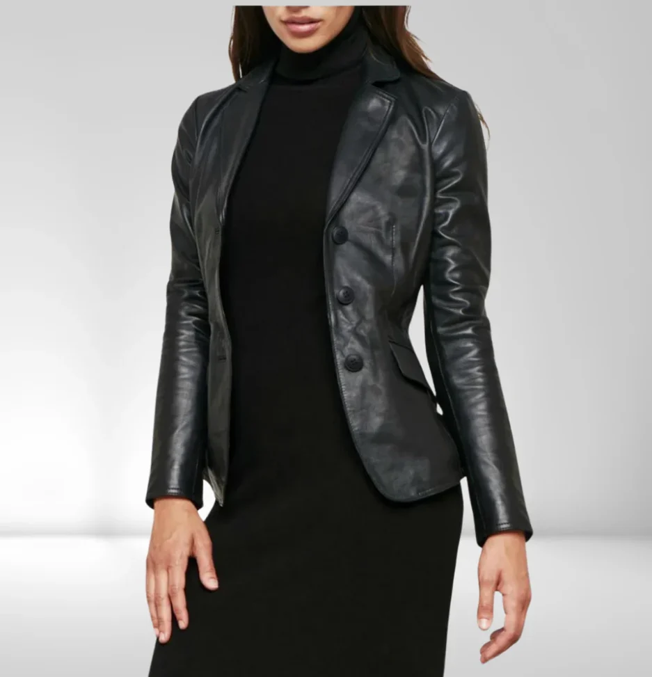 womens-genuine-black-leather-blazer