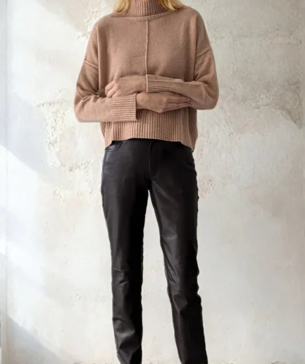 lamb-nappa-leather-women-trouser-brown-pants