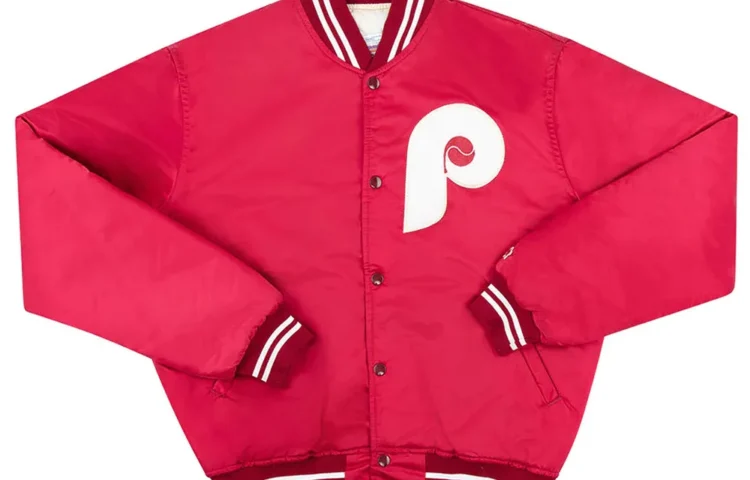 1980s Phillies Red Satin Bomber Jacket