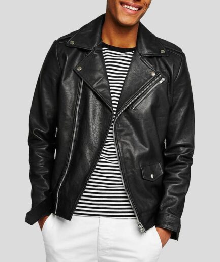 Men’s Handcrafted Black Leather Biker Jacket