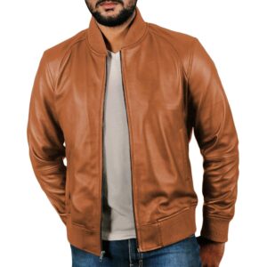 Men’s Vintage Brown Leather Varsity Bomber Jacket - Vade Blanc