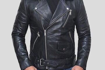 Black Lambskin Premium Belted Waist Biker Jacket