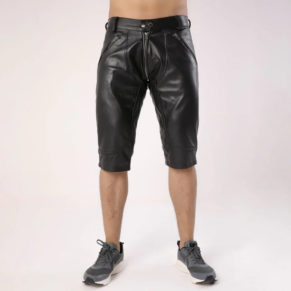 Men’s Perforated Leather Gym Shorts Sport Luxe Black Edition