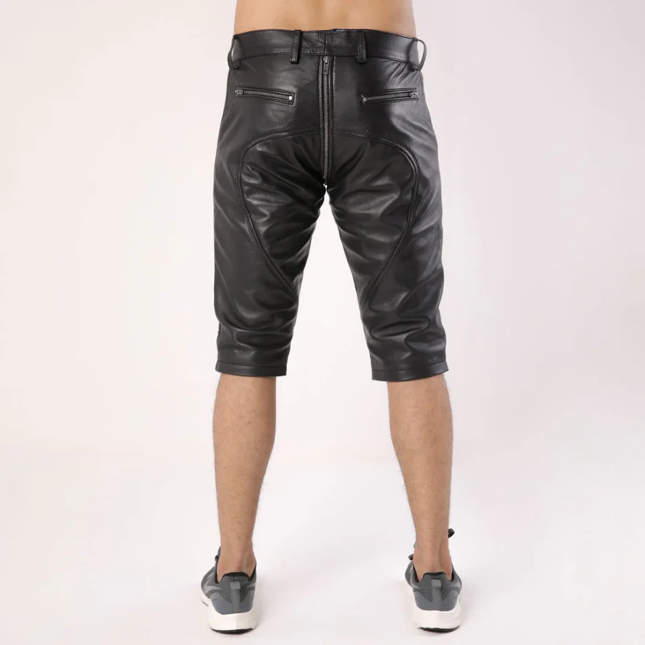 Men’s Perforated Leather Gym Shorts Sport Luxe Black Edition