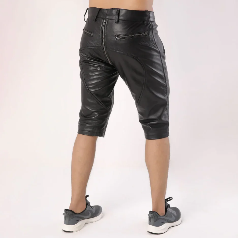 Men’s Perforated Leather Gym Shorts Sport Luxe Black Edition