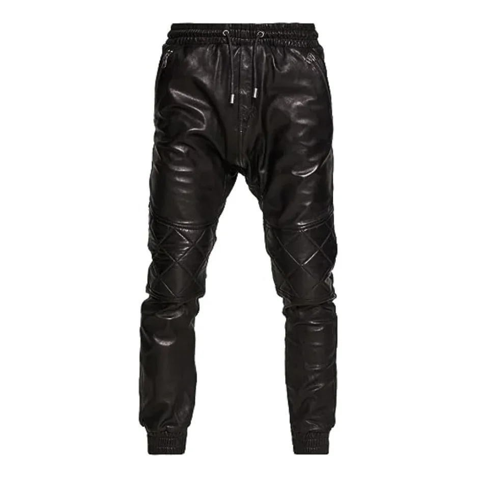 Quilted Moto Luxe Leather Joggers – Tapered Fit