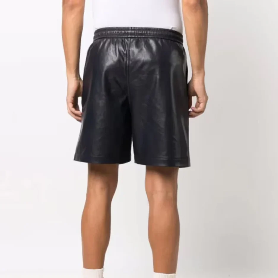 Men’s Classic Black Leather Shorts