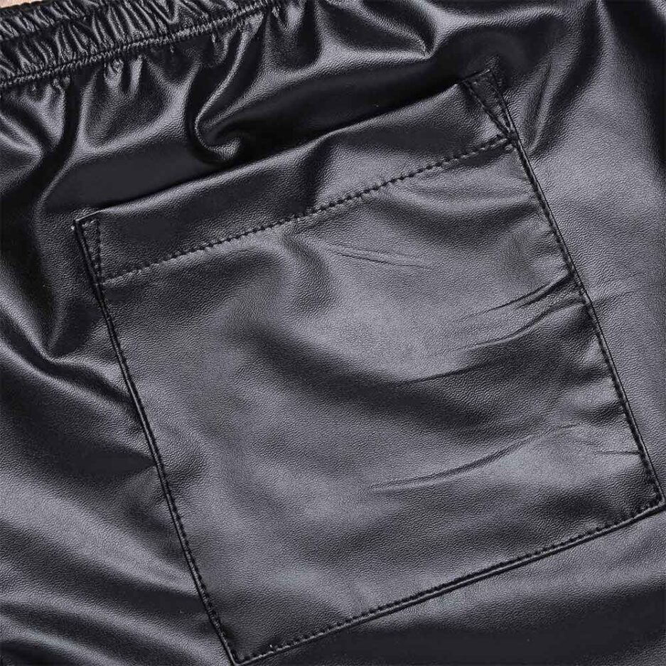 Men's Ultra-Fit Faux Leather Gym Shorts – Body Contour Stretch