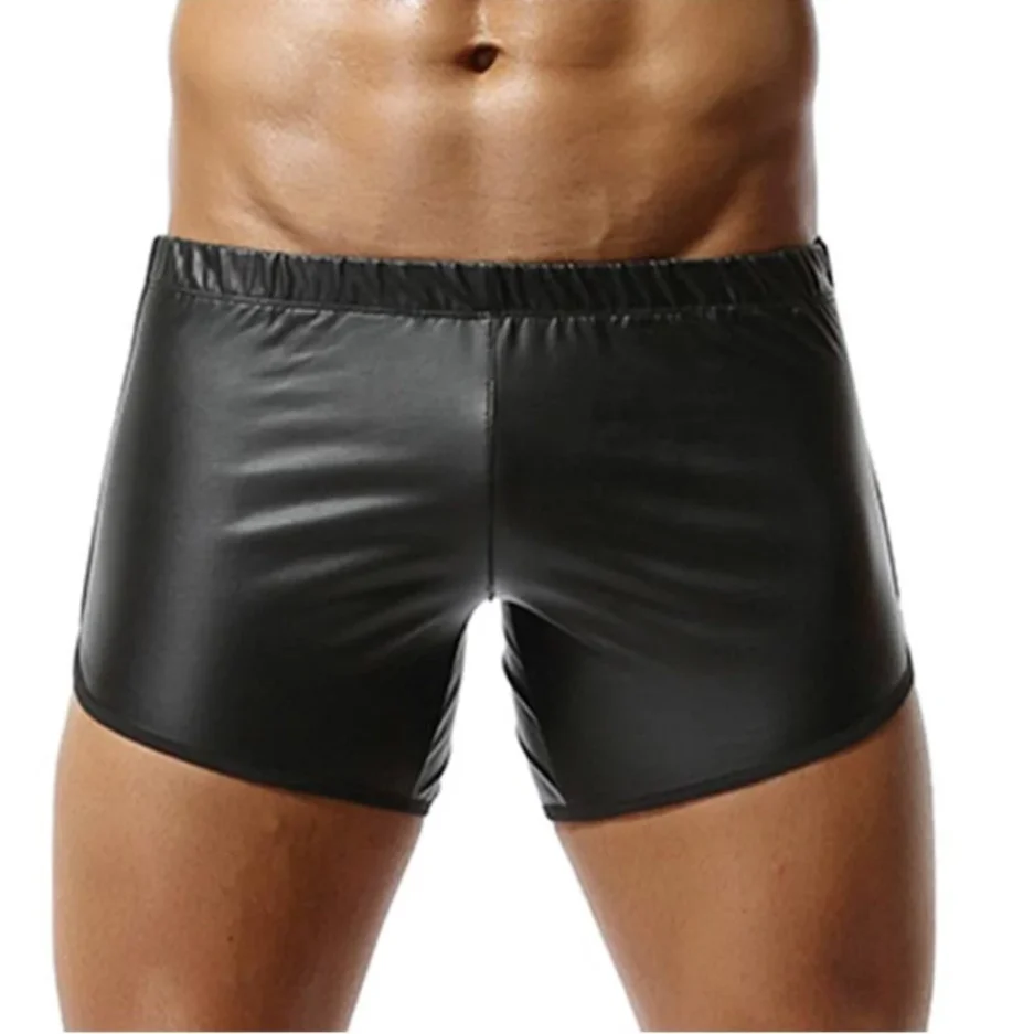 Men's Ultra-Fit Faux Leather Gym Shorts – Body Contour Stretch
