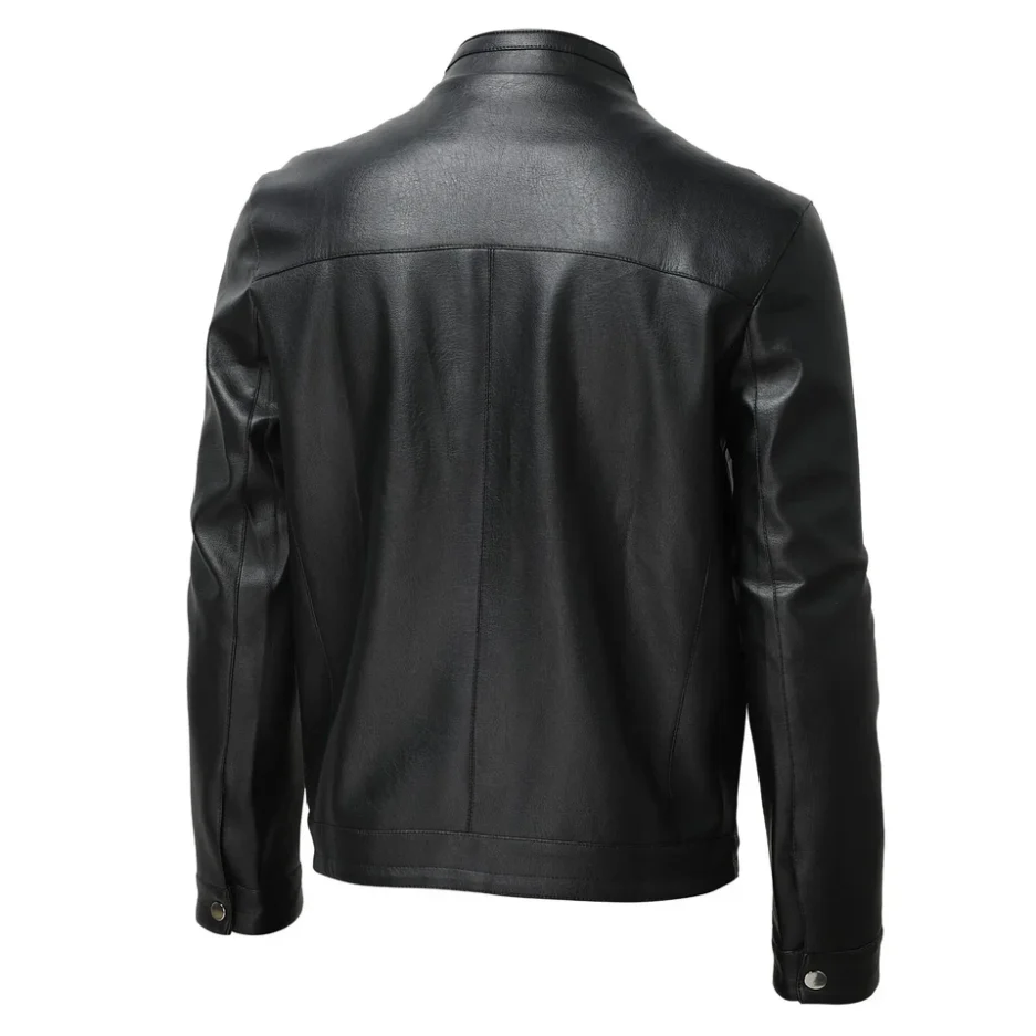 Sleek Black Minimalist Leather Jacket for Men
