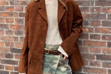 Rust Brown Oversized Suede Blazer Jacket for Women
