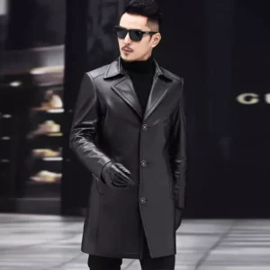 longline leather coat