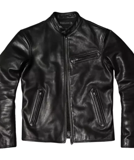 Men's Black Cafe Racer Leather Jacket