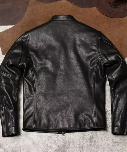 Men's Black Cafe Racer Leather Jacket