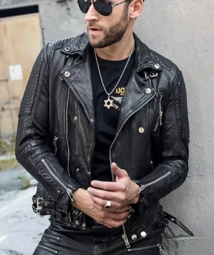 Men’s Black Leather Biker Jacket