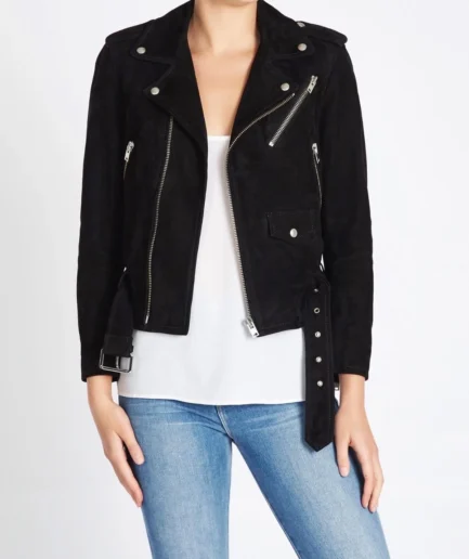 Women's Classic Black Suede Biker Jacket