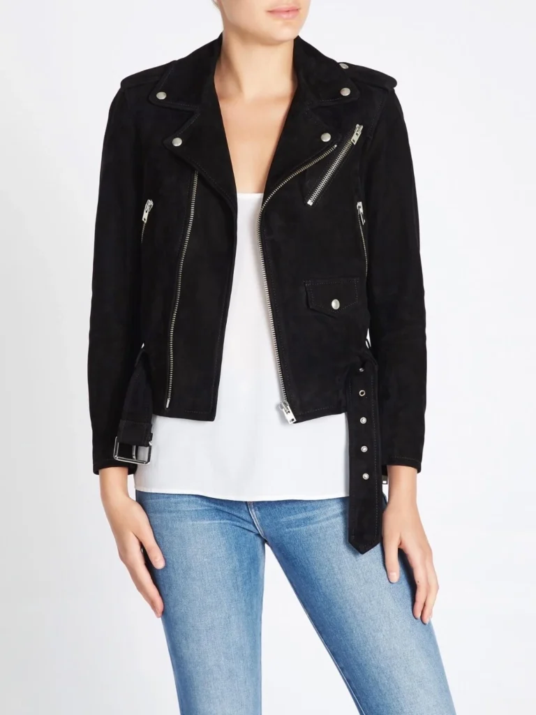 Women's Classic Black Suede Biker Jacket