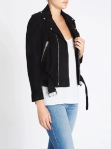 Women's Classic Black Suede Biker Jacket