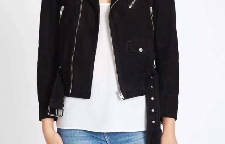 Women’s Classic Black Suede Biker Jacket