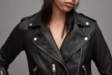 Women’s Black Leather Biker Jacket