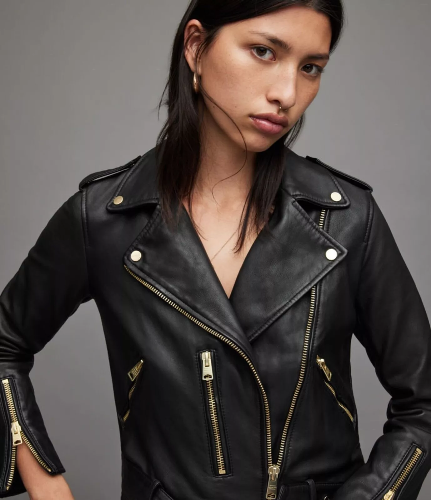 Women’s Black Leather Biker Jacket