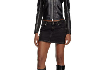 Women’s Collared Short Body Black Genuine Leather Jacket