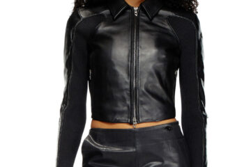 Women’s Cropped Genuine Leather Jacket